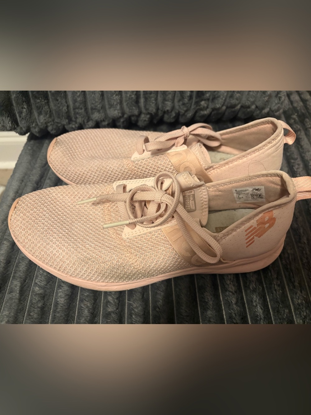 New Balance Women's Light Pink Knit Lace-Up Sneakers